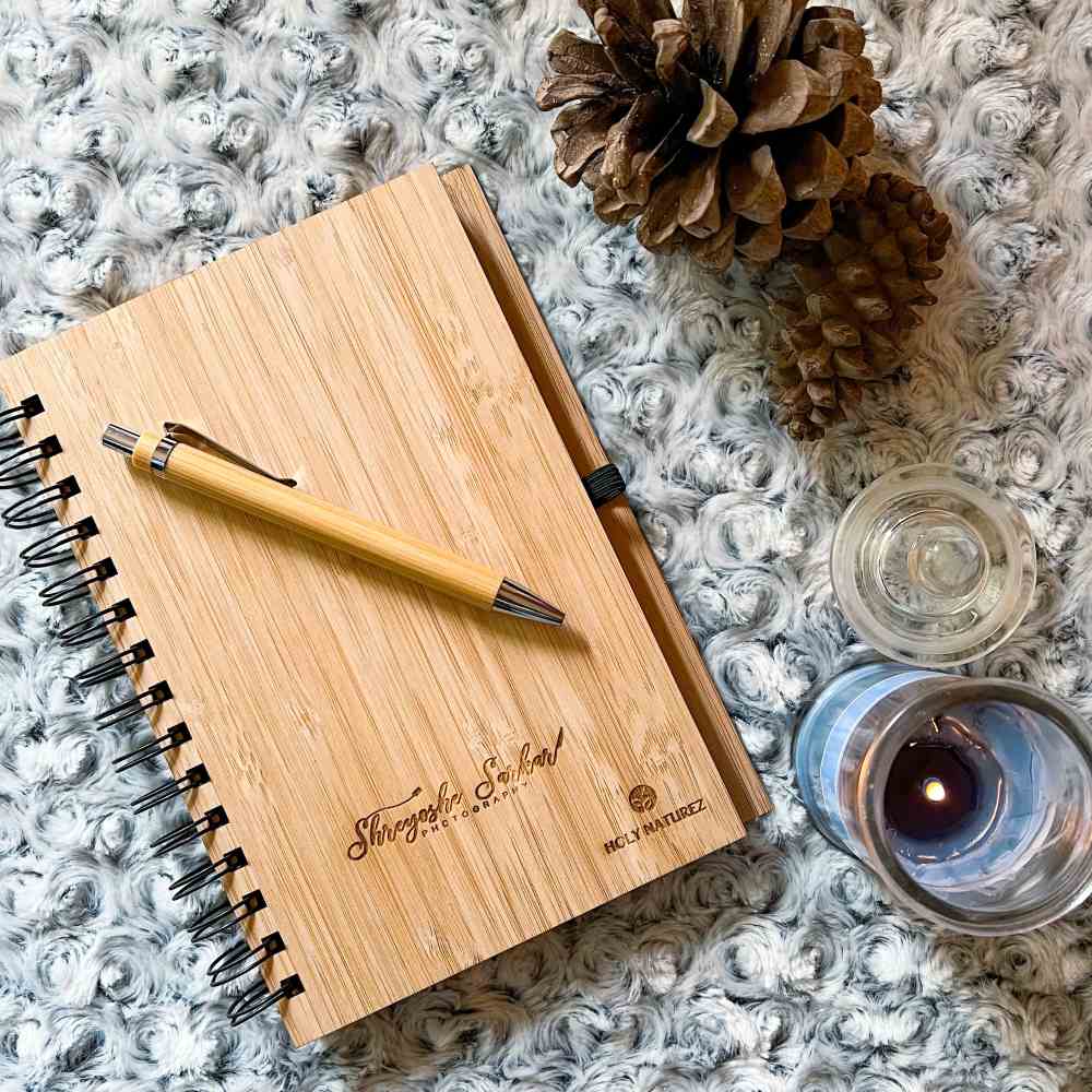 Custom Engraved Bamboo Diary And Pen